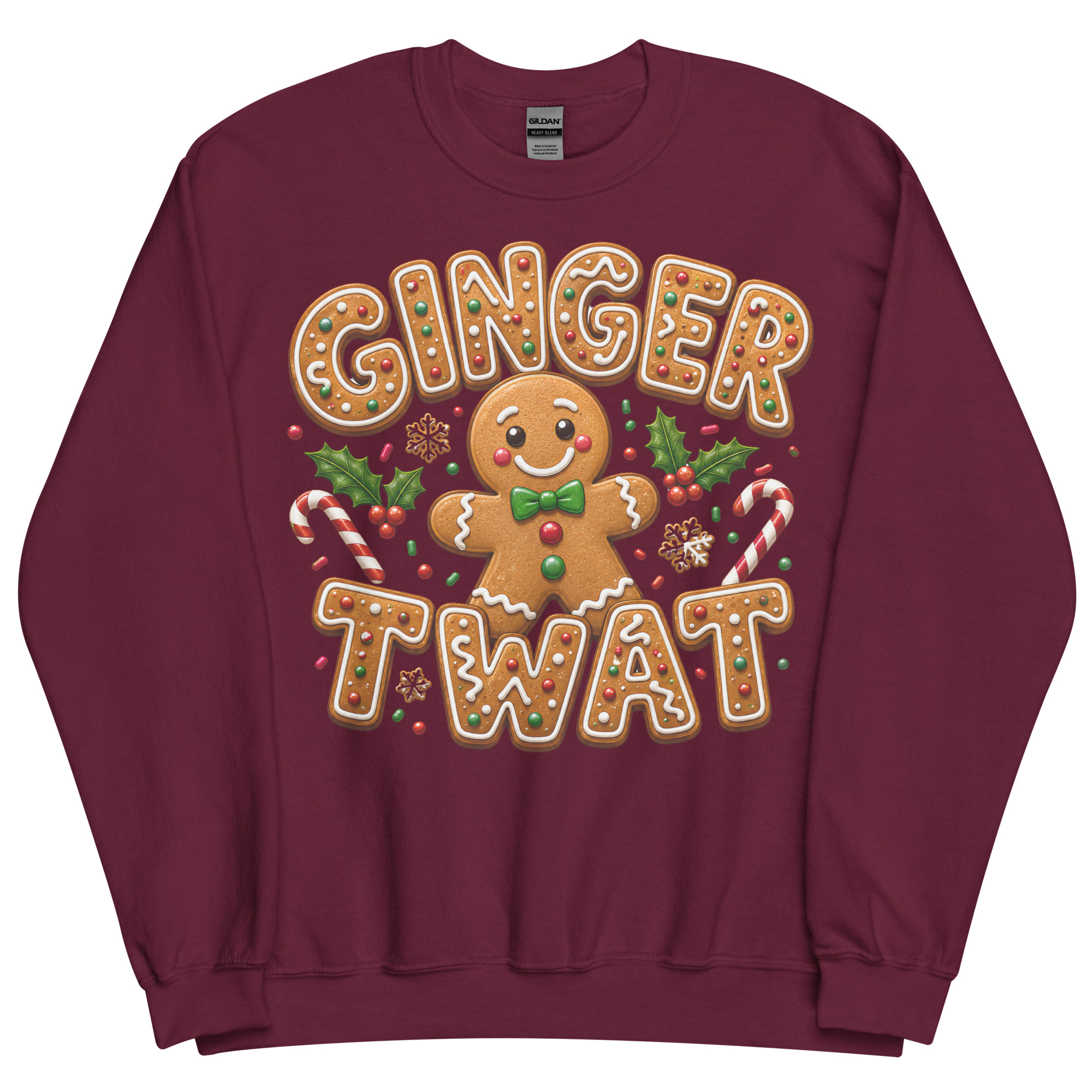 Ginger Twat Christmas Jumper Sweatshirt Gingerbread Man