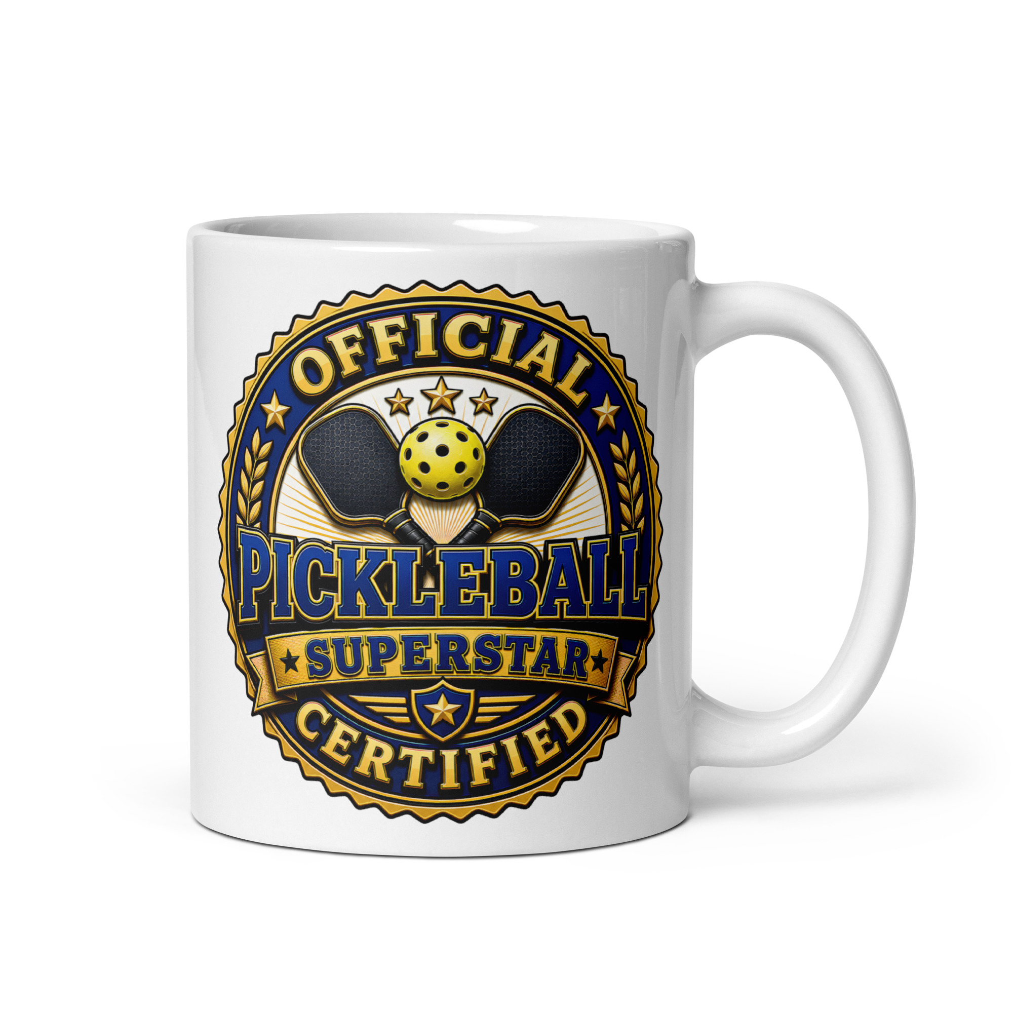 Pickelball Mugs Official Certified Pickleball Superstar Mug