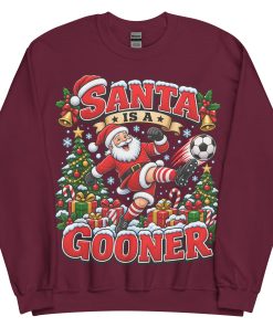 Santa Is A Gooner Funny Christmas Jumper For Arsenal Fans