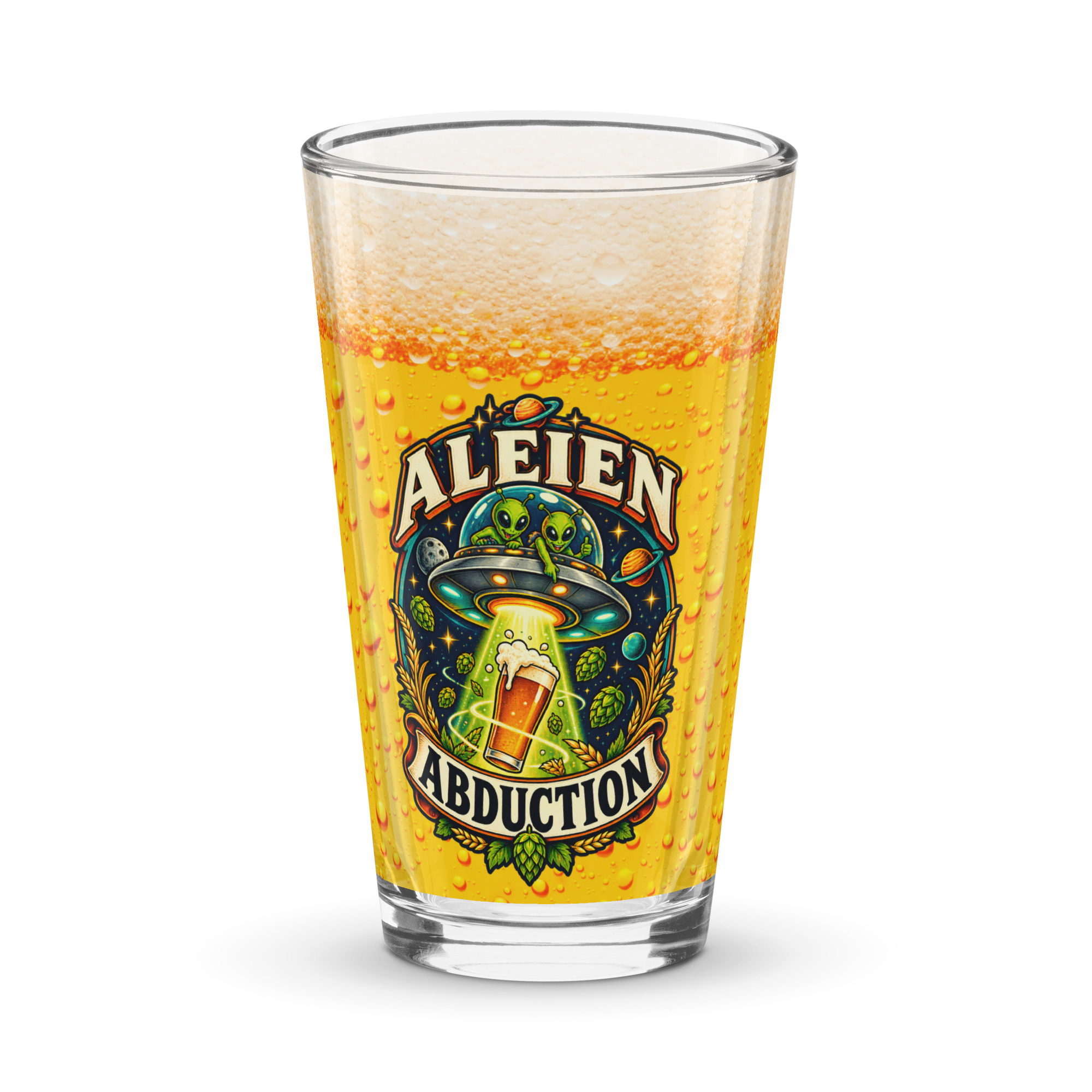 Ale-ien Abduction Funny Beer Glass
