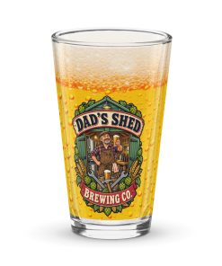 Dad’s Shed Brewing Co Beer Glass Gift For Dads Home Brew