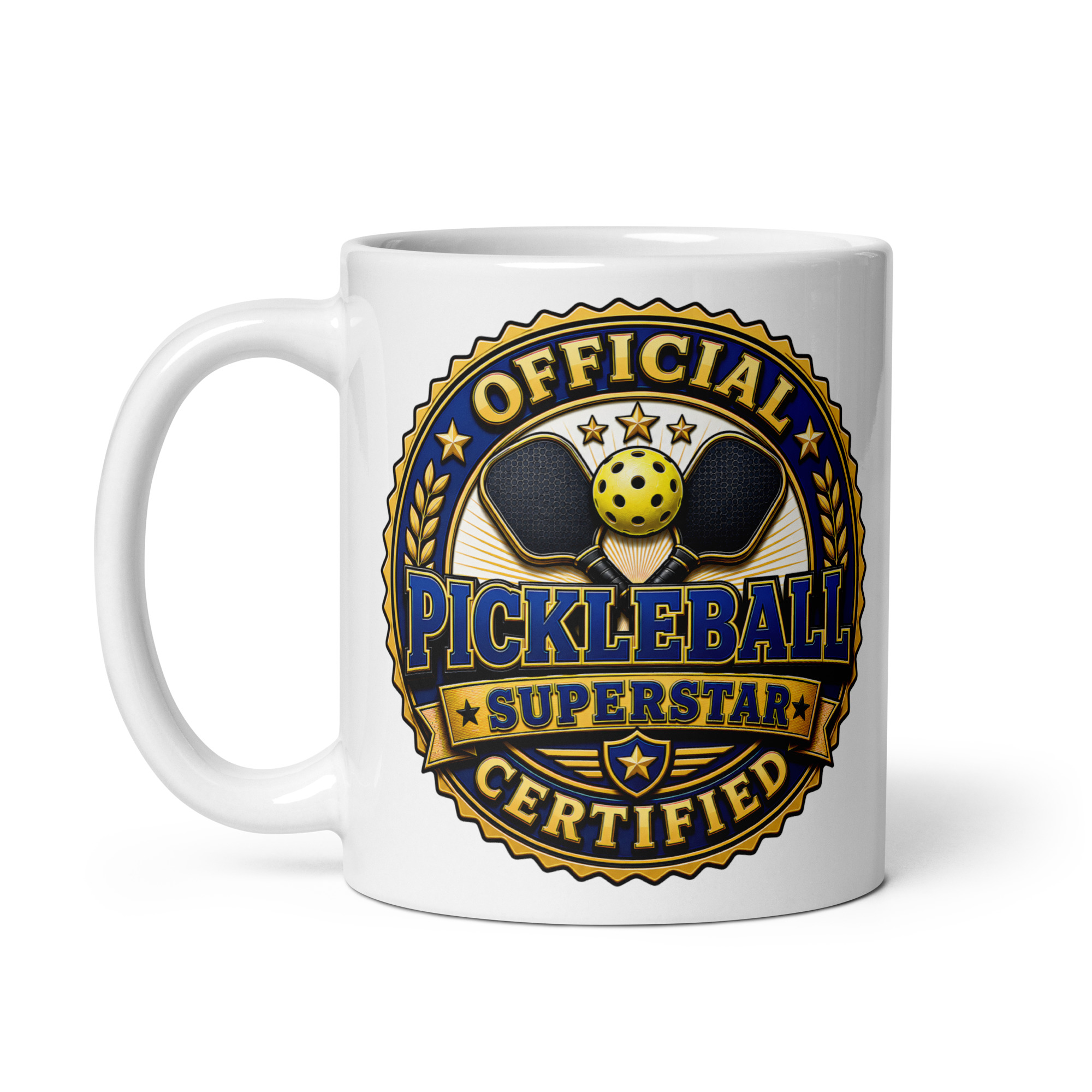 Pickelball Mugs Official Certified Pickleball Superstar Mug