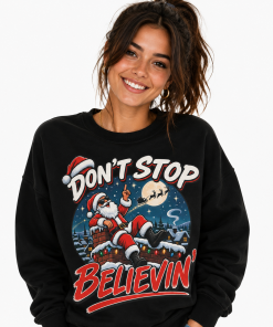 Don't Stop Believin Funny Christmas Jumper