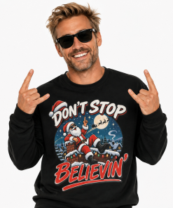 Don't Stop Believin Funny Christmas Jumpers
