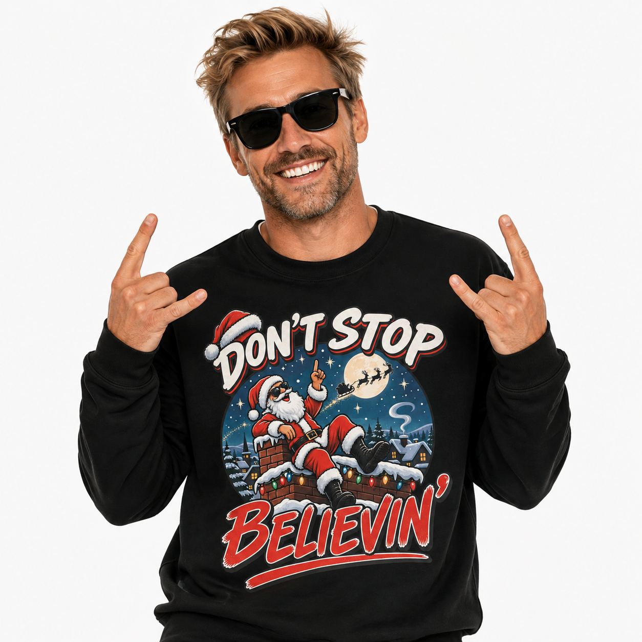 Don't Stop Believin Funny Christmas Jumpers