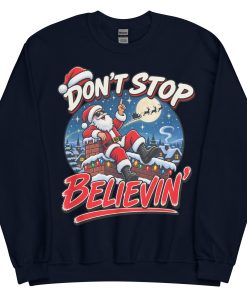 Don’t Stop Believin’ Santa Funny Christmas Jumper
