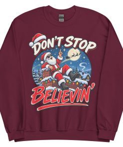 Don’t Stop Believin’ Santa Funny Christmas Jumper