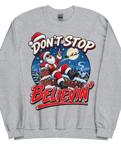 Don’t Stop Believin’ Santa Funny Christmas Jumper