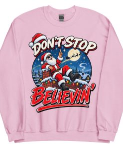 Don’t Stop Believin’ Santa Funny Christmas Jumper