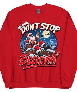 Don’t Stop Believin’ Santa Funny Christmas Jumper