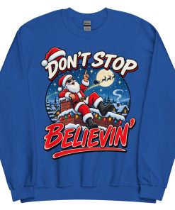 Don’t Stop Believin’ Santa Funny Christmas Jumper