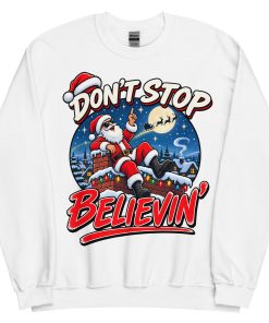 Don’t Stop Believin’ Santa Funny Christmas Jumper