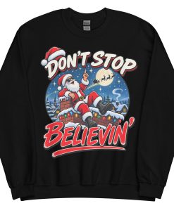Don’t Stop Believin’ Santa Funny Christmas Jumper