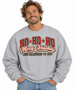 Cheerful Christmas Graphic Sweatshirt Portrait