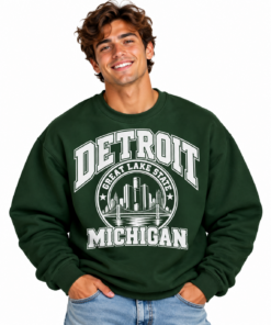 Cheerful Detroit Michigan Sweatshirt Portrait