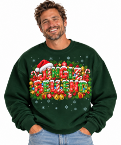 Cheerful Man in Festive Christmas Sweatshirt