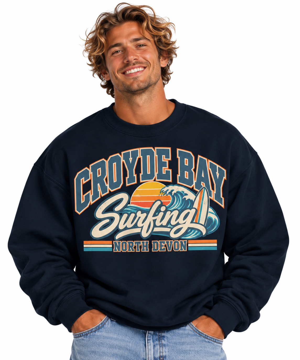 Croyde Bay Surfing Sweatshirt Portrait