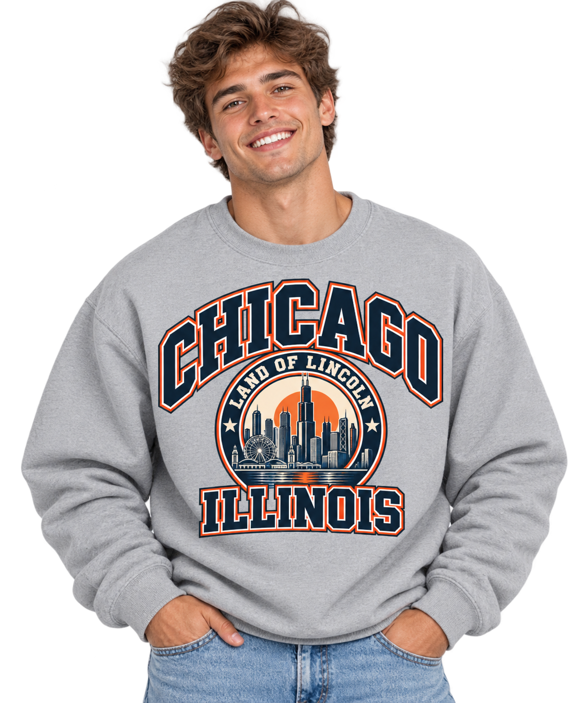 Smiling Chicago Collegiate Sweatshirt Portrait