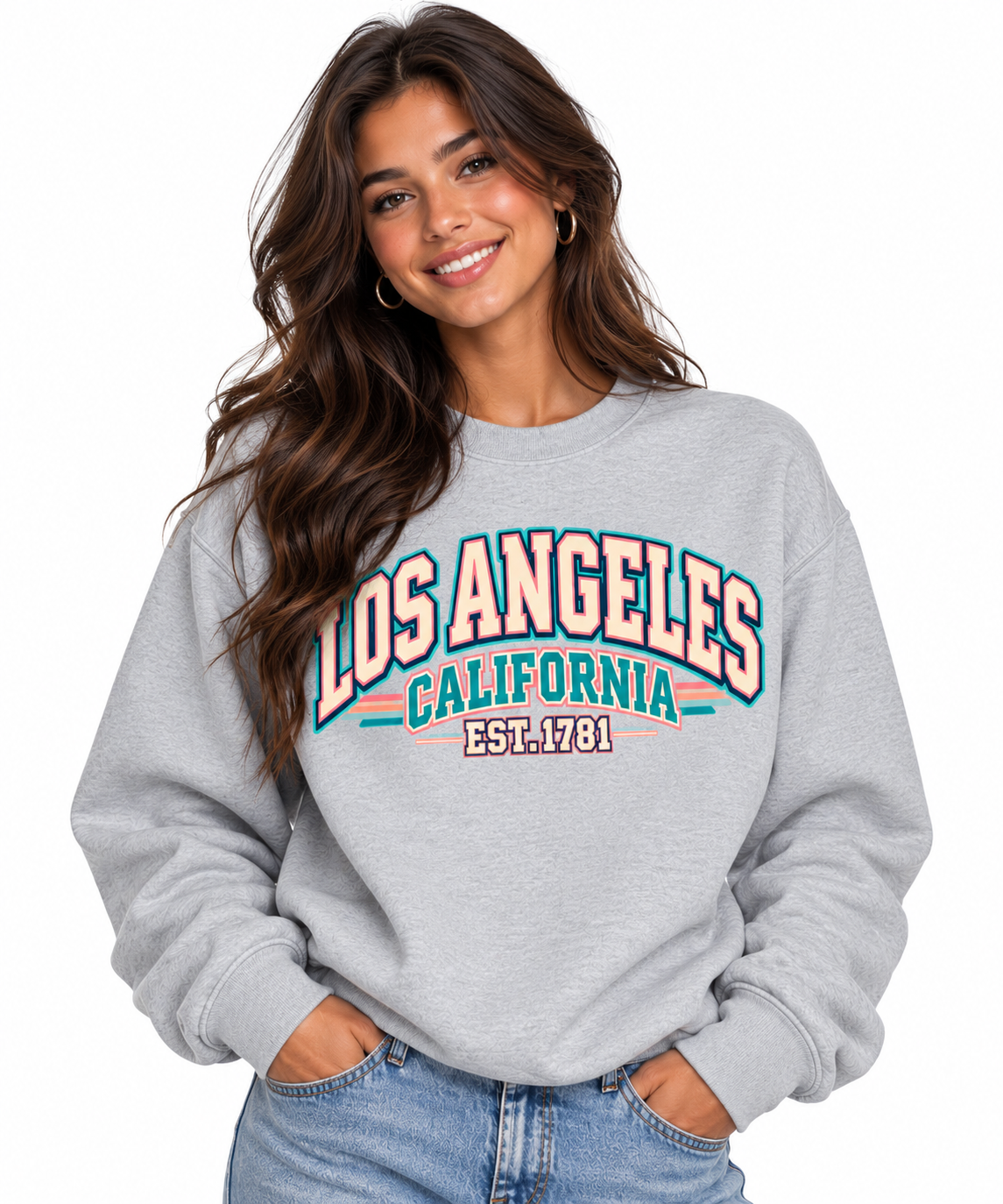 Smiling Los Angeles Varsity Sweatshirt Portrait