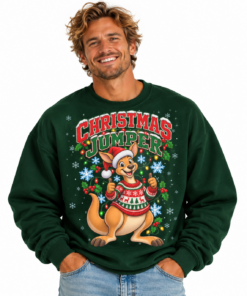 Smiling Man in Christmas Kangaroo Jumper