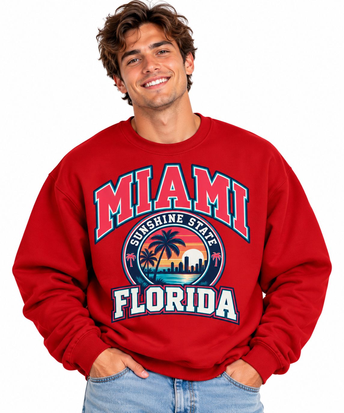 Smiling Man in Miami Florida Sweatshirt