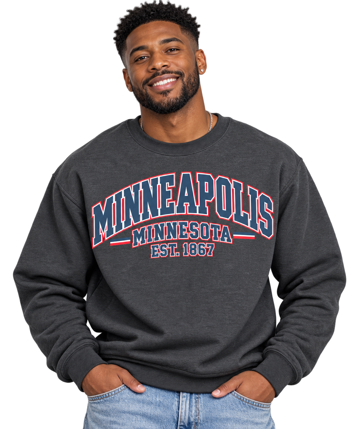 Smiling Man in Minneapolis Sweatshirt