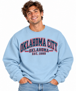 Smiling Man in Oklahoma City Sweatshirt