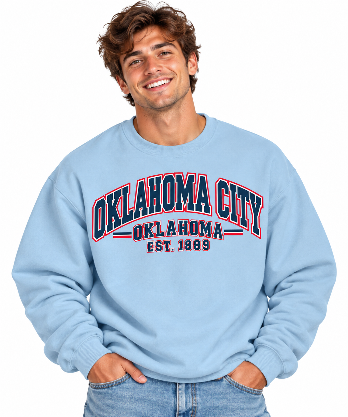 Smiling Man in Oklahoma City Sweatshirt