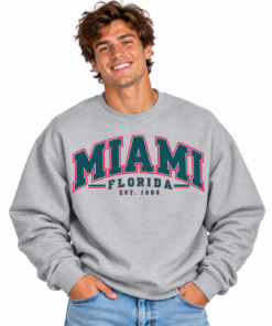 Smiling Model in Miami Sweatshirt