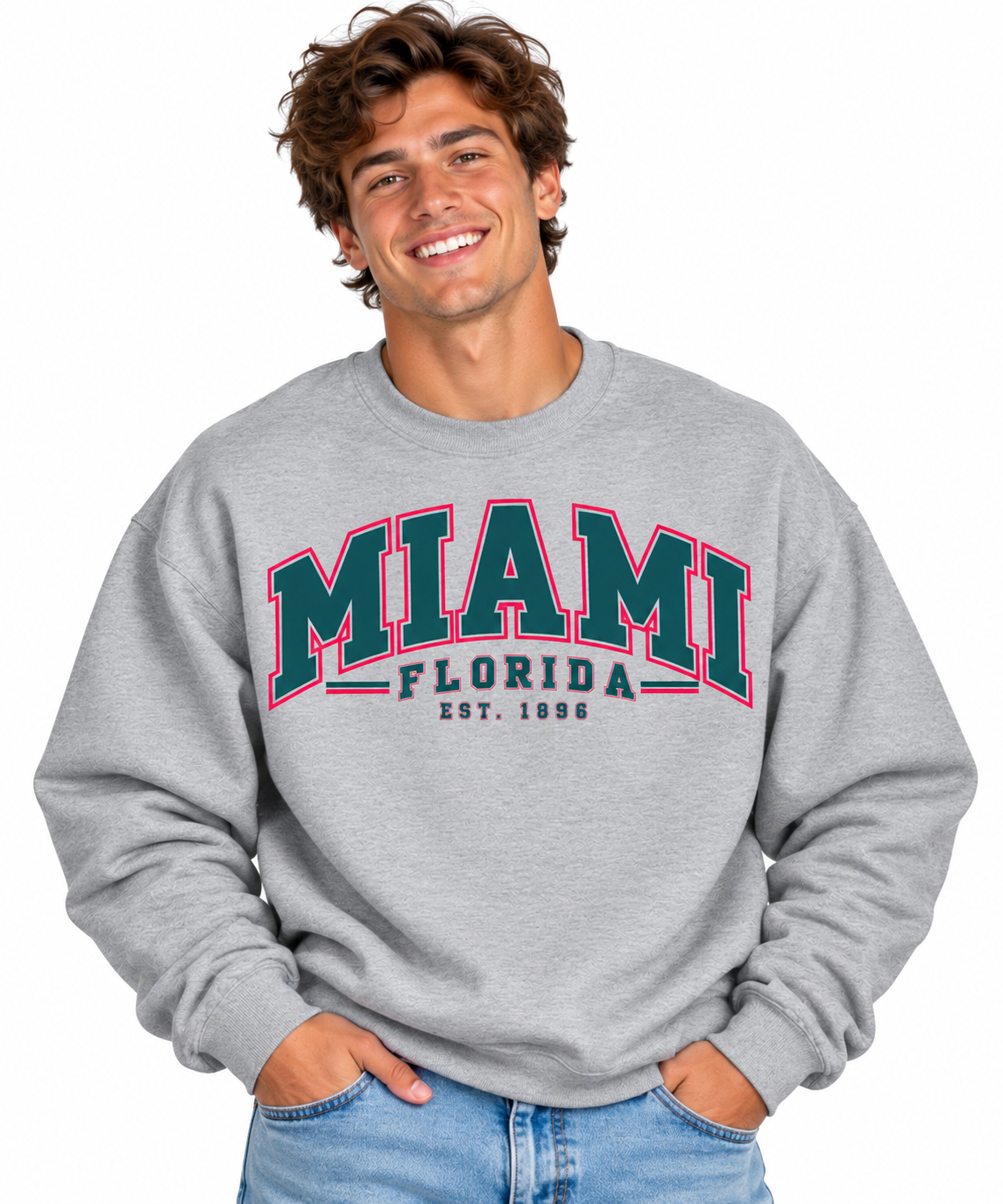 Smiling Model in Miami Sweatshirt