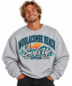 Woolacombe Beach Surf’s Up Sweatshirt Model