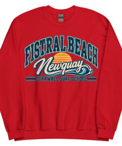 Fistral Beach Newquay Cornwall Surfing Jumper Varsity Sweatshirt