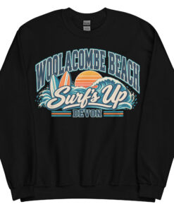 Woolacombe Beach Devon Surfing Jumper Varsity Sweatshirt