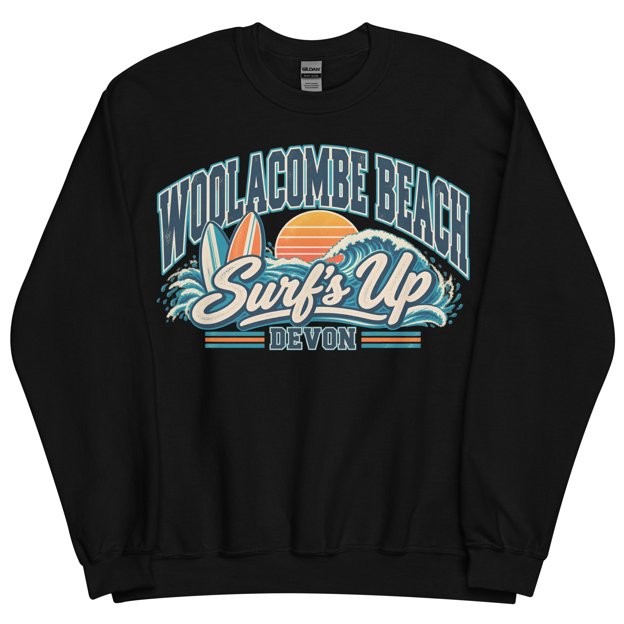 Woolacombe Beach Devon Surfing Jumper Varsity Sweatshirt