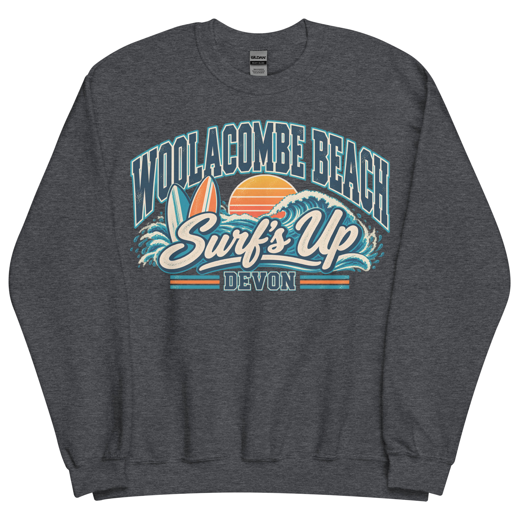 Woolacombe Beach Devon Surfing Jumper Varsity Sweatshirt