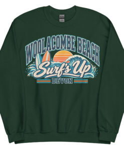 Woolacombe Beach Devon Surfing Jumper Varsity Sweatshirt