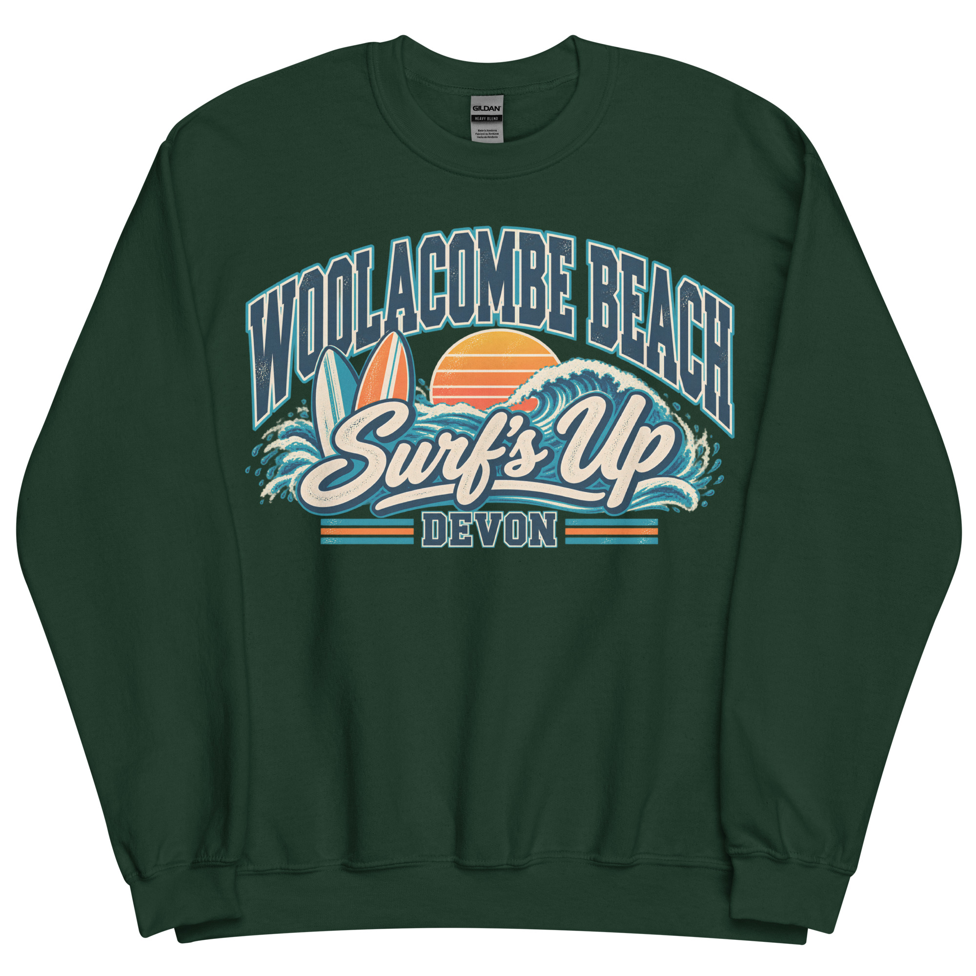 Woolacombe Beach Devon Surfing Jumper Varsity Sweatshirt