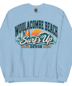 Woolacombe Beach Devon Surfing Jumper Varsity Sweatshirt