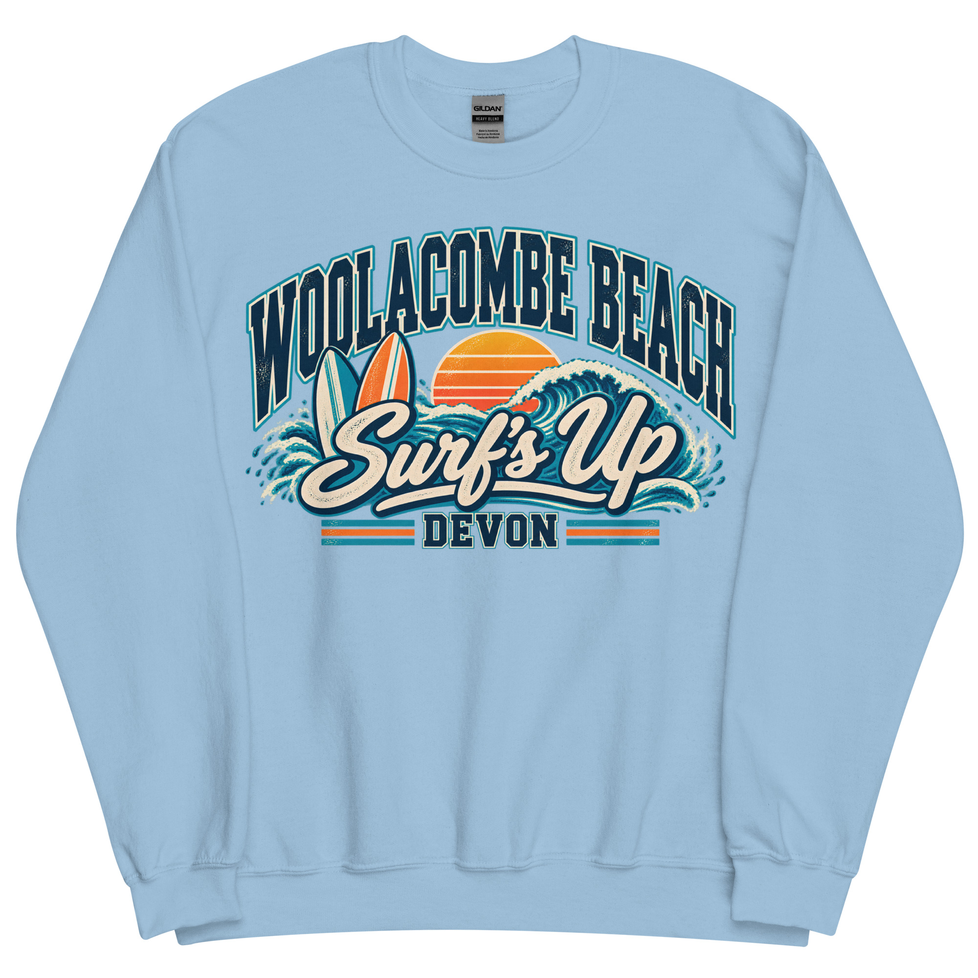 Woolacombe Beach Devon Surfing Jumper Varsity Sweatshirt