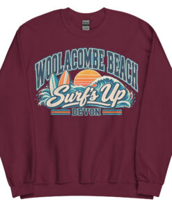 Woolacombe Beach Devon Surfing Jumper Varsity Sweatshirt