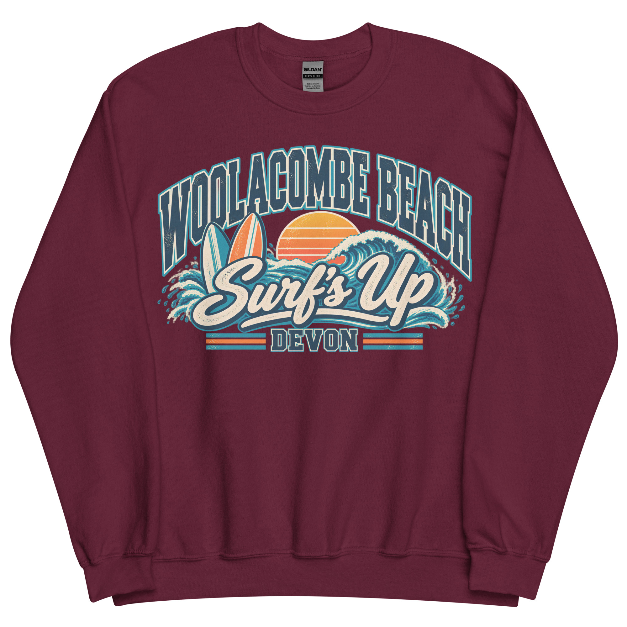 Woolacombe Beach Devon Surfing Jumper Varsity Sweatshirt