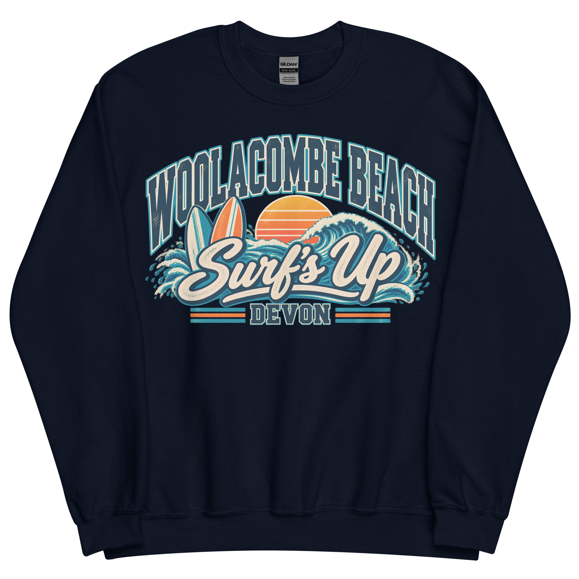 Woolacombe Beach Devon Surfing Jumper Varsity Sweatshirt