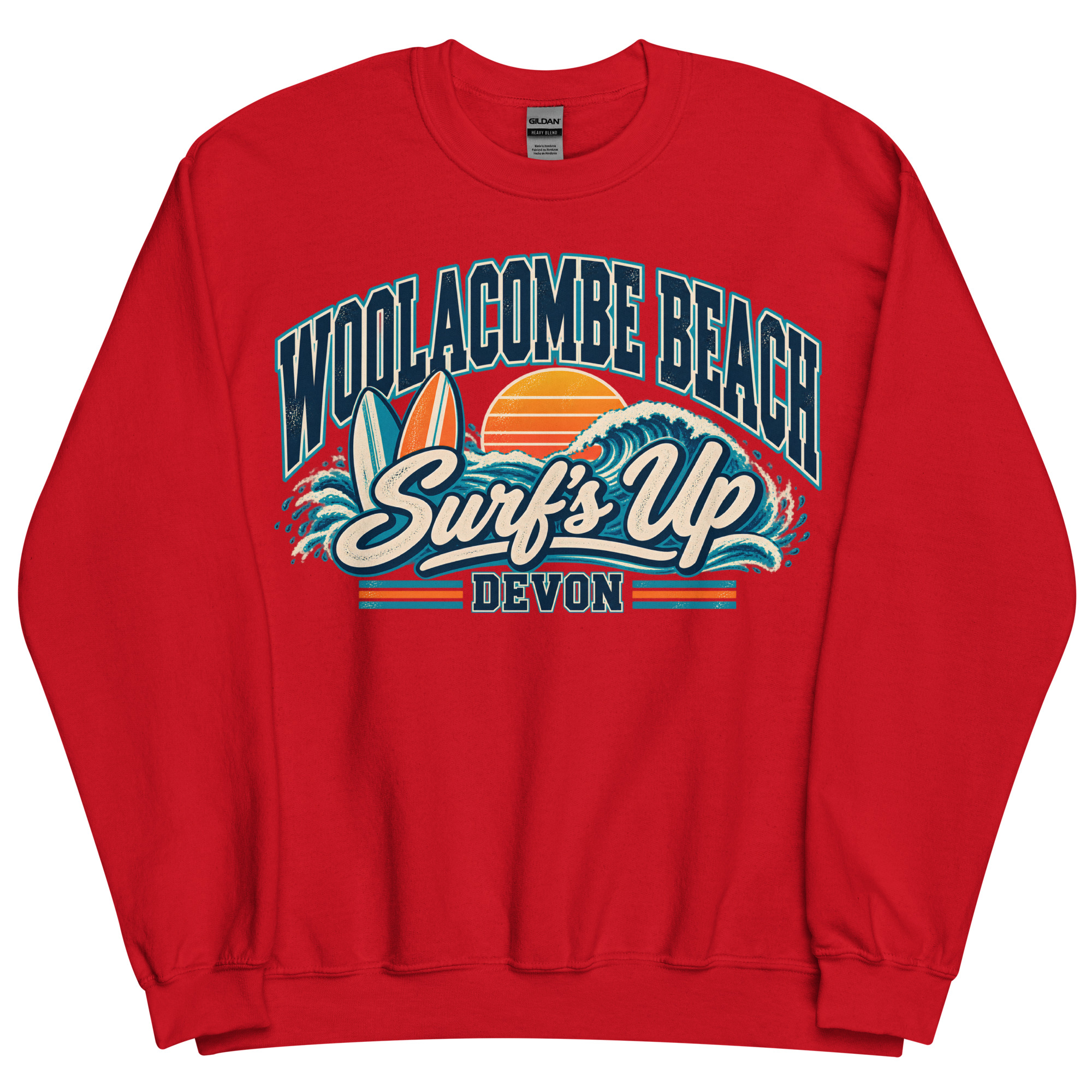 Woolacombe Beach Devon Surfing Jumper Varsity Sweatshirt