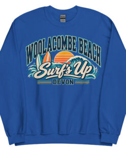 Woolacombe Beach Devon Surfing Jumper Varsity Sweatshirt