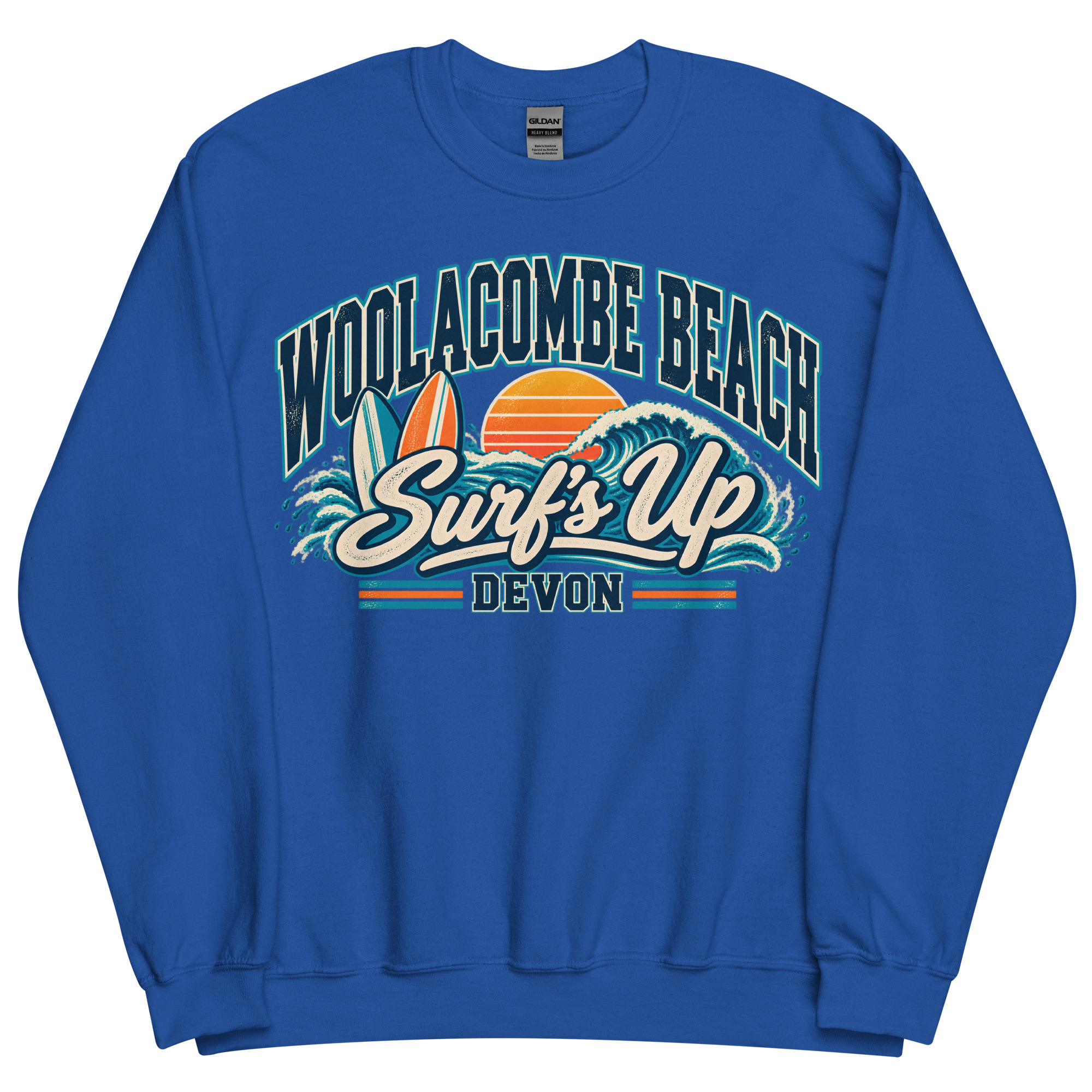 Woolacombe Beach Devon Surfing Jumper Varsity Sweatshirt