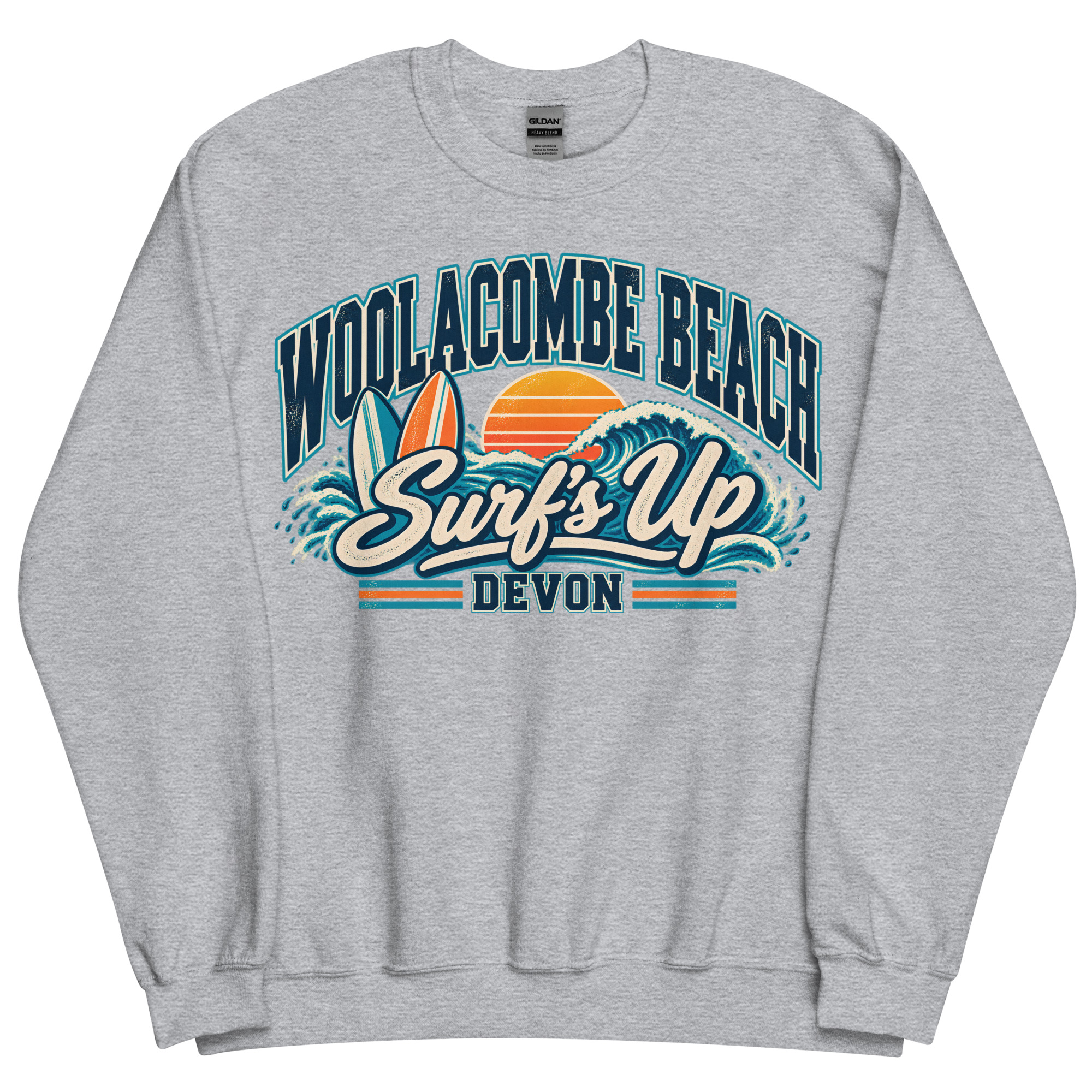 Woolacombe Beach Devon Surfing Jumper Varsity Sweatshirt