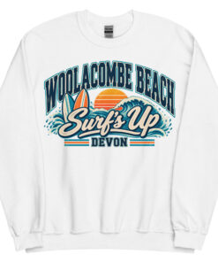 Woolacombe Beach Devon Surfing Jumper Varsity Sweatshirt