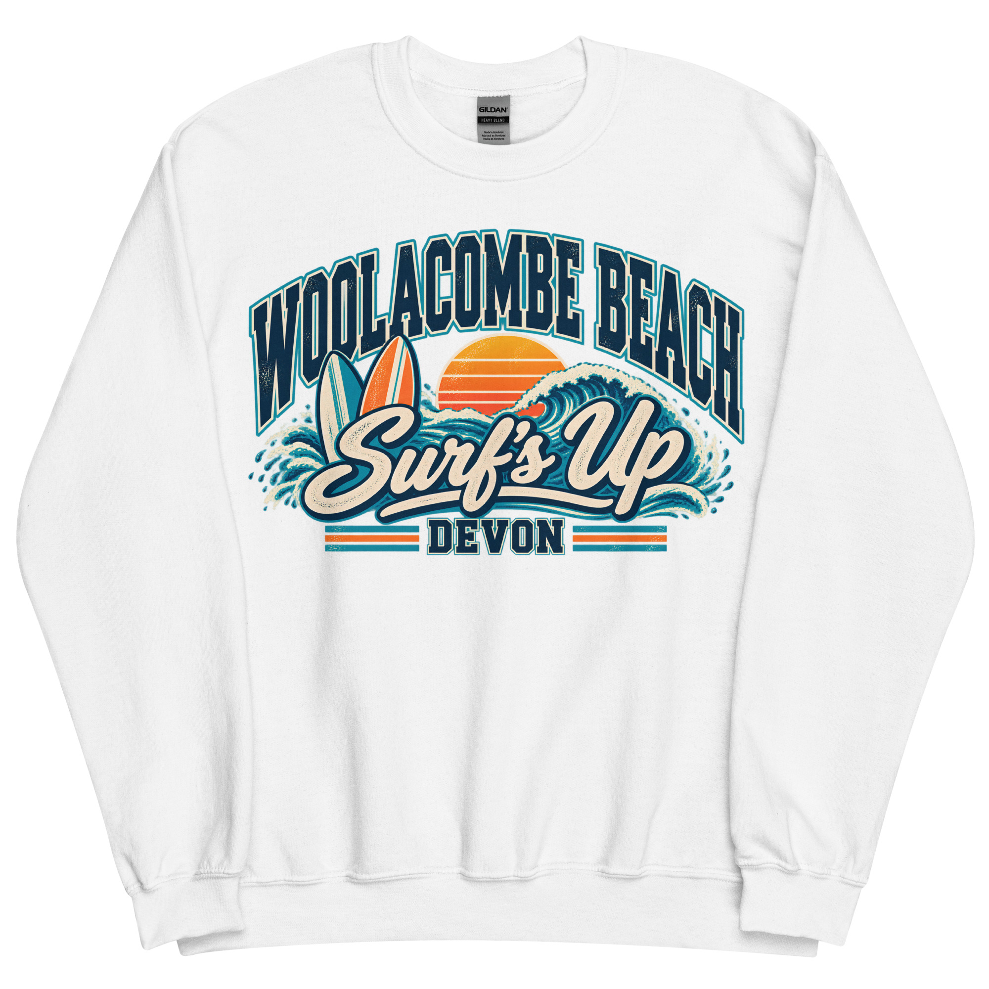 Woolacombe Beach Devon Surfing Jumper Varsity Sweatshirt